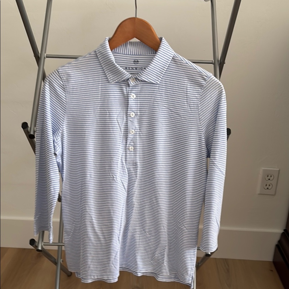 Renwick sport polo, 3/4 sleeve, soft breathable, 100% cotton.